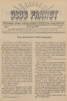 Głos Prawdy : tygodnik Staro-Katolickiego Kościoła Marjawitów. 1937, nr 11