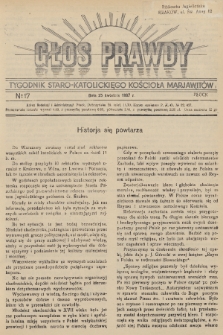 Głos Prawdy : tygodnik Staro-Katolickiego Kościoła Marjawitów. 1937, nr 17