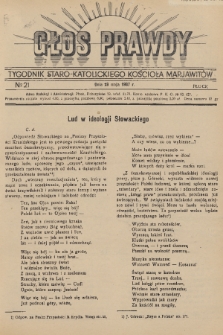 Głos Prawdy : tygodnik Staro-Katolickiego Kościoła Marjawitów. 1937, nr 21