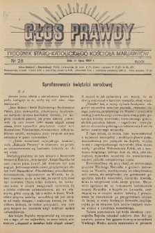 Głos Prawdy : tygodnik Staro-Katolickiego Kościoła Marjawitów. 1937, nr 28
