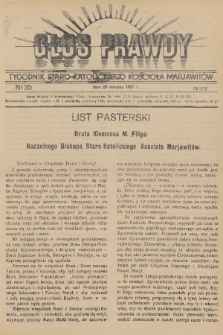 Głos Prawdy : tygodnik Staro-Katolickiego Kościoła Marjawitów. 1937, nr 35