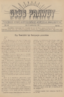 Głos Prawdy : tygodnik Staro-Katolickiego Kościoła Marjawitów. 1937, nr 41