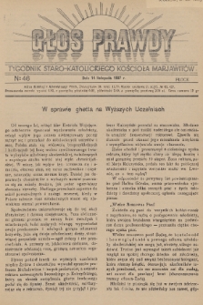 Głos Prawdy : tygodnik Staro-Katolickiego Kościoła Marjawitów. 1937, nr 46