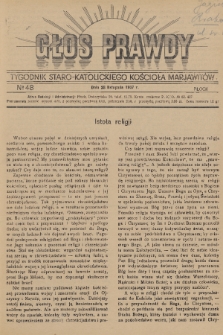 Głos Prawdy : tygodnik Staro-Katolickiego Kościoła Marjawitów. 1937, nr 48