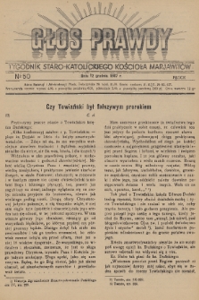 Głos Prawdy : tygodnik Staro-Katolickiego Kościoła Marjawitów. 1937, nr 50