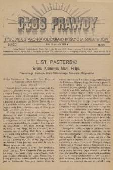 Głos Prawdy : tygodnik Staro-Katolickiego Kościoła Marjawitów. 1937, nr 52