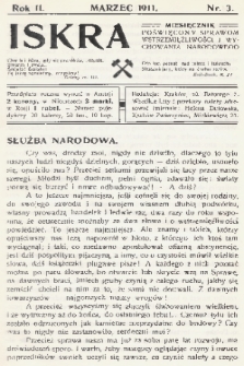 Iskra : miesięcznik poświęcony sprawom wstrzemięźliwości i wychowania narodowego. R.2, 1911, nr 3
