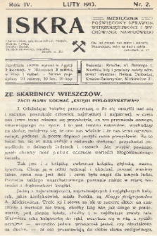 Iskra : miesięcznik poświęcony sprawom wstrzemięźliwości i wychowania narodowego. R. 4, 1913, nr 2