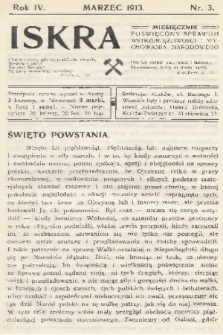 Iskra : miesięcznik poświęcony sprawom wstrzemięźliwości i wychowania narodowego. R. 4, 1913, nr 3