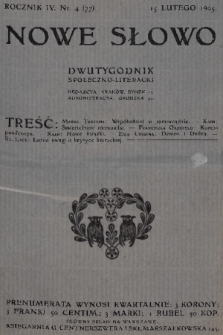 Nowe Słowo : dwutygodnik społeczno-literacki. R. 4, 1905, nr 4 (77)