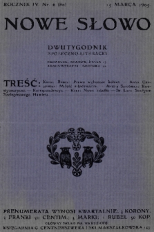 Nowe Słowo : dwutygodnik społeczno-literacki. R. 4, 1905, nr 6 (80)