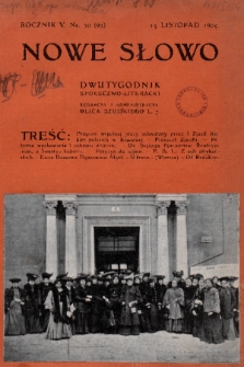 Nowe Słowo : dwutygodnik społeczno-literacki. R. 4, 1905, nr 20 (92)