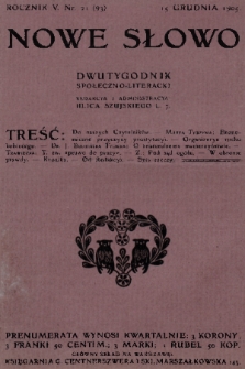 Nowe Słowo : dwutygodnik społeczno-literacki. R. 4, 1905, nr 21 (93)