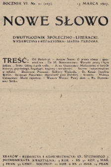 Nowe Słowo : dwutygodnik społeczno-literacki. R. 6, 1907, nr 11 (107)