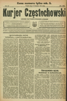 Kurjer Częstochowski : dziennik polityczno-społeczno literacki. R.3, № 158 (26 sierpnia 1921)