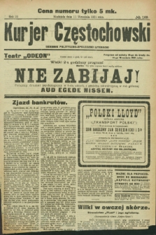 Kurjer Częstochowski : dziennik polityczno-społeczno literacki. R.3, № 169 (11 września 1921)