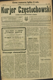 Kurjer Częstochowski : dziennik polityczno-społeczno literacki. R.3, № 175 (18 września 1921)