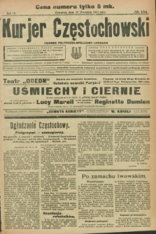 Kurjer Częstochowski : dziennik polityczno-społeczno literacki. R.3, № 184 (29 września 1921)