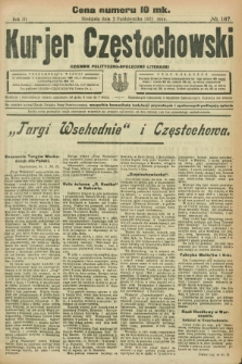 Kurjer Częstochowski : dziennik polityczno-społeczno literacki. R.3, № 187 (2 października 1921)