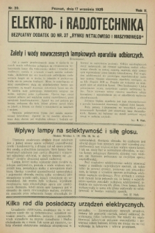 Elektro- i Radjotechnika : bezpłatny dodatek do nr 37 „Rynku Metalowego i Maszynowego”. R.2, nr 20 (17 września 1926)