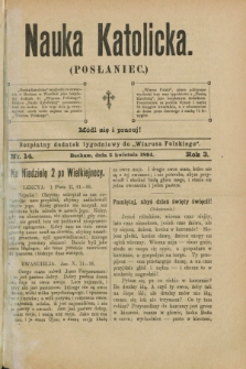 Nauka Katolicka (Posłaniec) : bezpłatny dodatek tygodniowy do „Wiarusa Polskiego”. R.3, nr 14 (5 kwietnia 1894)