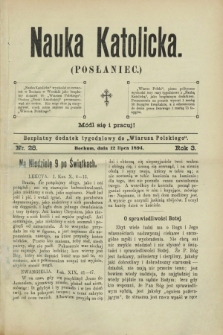 Nauka Katolicka (Posłaniec) : bezpłatny dodatek tygodniowy do „Wiarusa Polskiego”. R.3, nr 28 (12 lipca 1894)