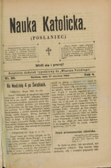 Nauka Katolicka (Posłaniec) : bezpłatny dodatek tygodniowy do „Wiarusa Polskiego”. R.4, nr 26 (27 czerwca 1895)