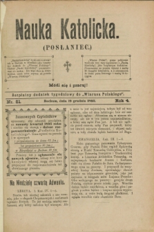 Nauka Katolicka (Posłaniec) : bezpłatny dodatek tygodniowy do „Wiarusa Polskiego”. R.4, nr 51 (19 grudnia 1895)