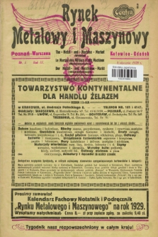 Rynek Metalowy i Maszynowy. R.9, nr 1 (5 stycznia 1929) + dod.