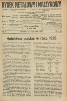 Rynek Metalowy i Maszynowy. R.9, nr 4 (26 stycznia 1929) + dod.