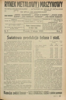 Rynek Metalowy i Maszynowy. R.9, nr 5 (2 lutego 1929) + dod.