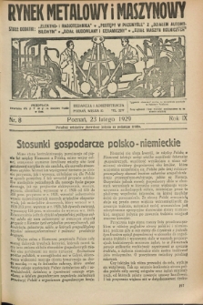 Rynek Metalowy i Maszynowy. R.9, nr 8 (23 lutego 1929) + dod.