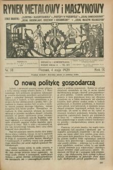 Rynek Metalowy i Maszynowy. R.9, nr 18 (4 maja 1929) + dod.