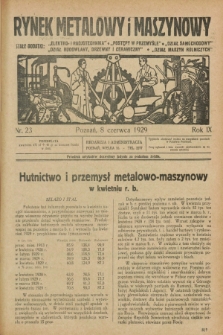 Rynek Metalowy i Maszynowy. R.9, nr 23 (8 czerwca 1929) + dod.