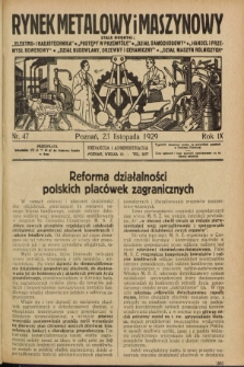 Rynek Metalowy i Maszynowy. R.9, nr 47 (23 listopada 1929) + dod.