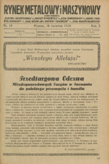 Rynek Metalowy i Maszynowy. R.10, nr 16 (19 kwietnia 1930) + dod.