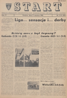 Start : organ urzędowy Krakowskiego Okręgowego Związku Piłki Nożnej. 1948, nr 2/21