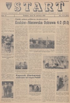 Start : organ urzędowy Krakowskiego Okręgowego Związku Piłki Nożnej. 1948, nr 4/23