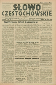 Słowo Częstochowskie : dziennik polityczny, społeczny i literacki, poświęcony sprawom miasta Częstochowy i powiatu. R.1, nr 72 (12 czerwca 1931)