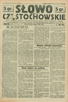 Słowo Częstochowskie : dziennik polityczny, społeczny i literacki, poświęcony sprawom miasta Częstochowy i powiatu. R.2, nr 43 (23 lutego 1932)