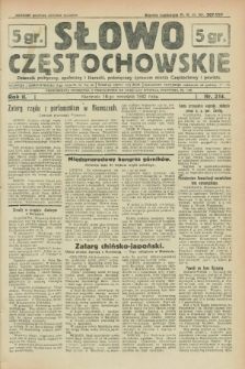 Słowo Częstochowskie : dziennik polityczny, społeczny i literacki, poświęcony sprawom miasta Częstochowy i powiatu. R.2, nr 214 (18 września 1932)