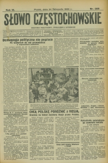 Słowo Częstochowskie : dziennik polityczny, społeczny i literacki. R.3, nr 269 (24 listopada 1933)