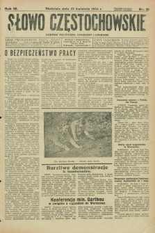 Słowo Częstochowskie : dziennik polityczny, społeczny i literacki. R.4, nr 91 (22 kwietnia 1934)