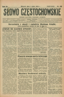Słowo Częstochowskie : dziennik polityczny, społeczny i literacki. R.4, nr 98 (1 maja 1934)