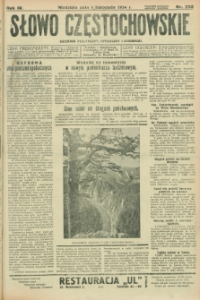 Słowo Częstochowskie : dziennik polityczny, społeczny i literacki. R.4, nr 252 (4 listopada 1934)