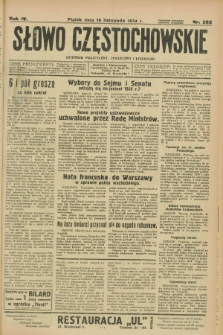 Słowo Częstochowskie : dziennik polityczny, społeczny i literacki. R.4, nr 262 (16 listopada 1934)