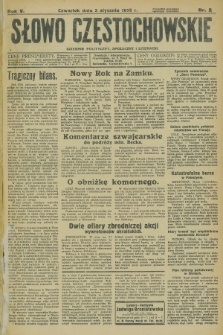 Słowo Częstochowskie : dziennik polityczny, społeczny i literacki. R.5, nr 2 (3 stycznia 1935)