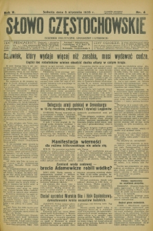Słowo Częstochowskie : dziennik polityczny, społeczny i literacki. R.5, nr 4 (5 stycznia 1935)