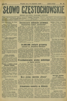 Słowo Częstochowskie : dziennik polityczny, społeczny i literacki. R.5, nr 9 (11 stycznia 1935)