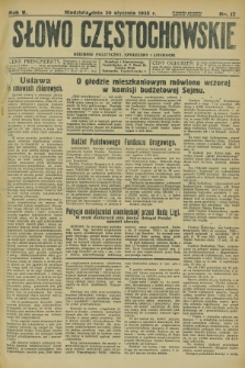 Słowo Częstochowskie : dziennik polityczny, społeczny i literacki. R.5, nr 17 (20 stycznia 1935)